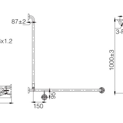 L Shape With Extension Shower Grab Rail - TPG22 Accessories ECT