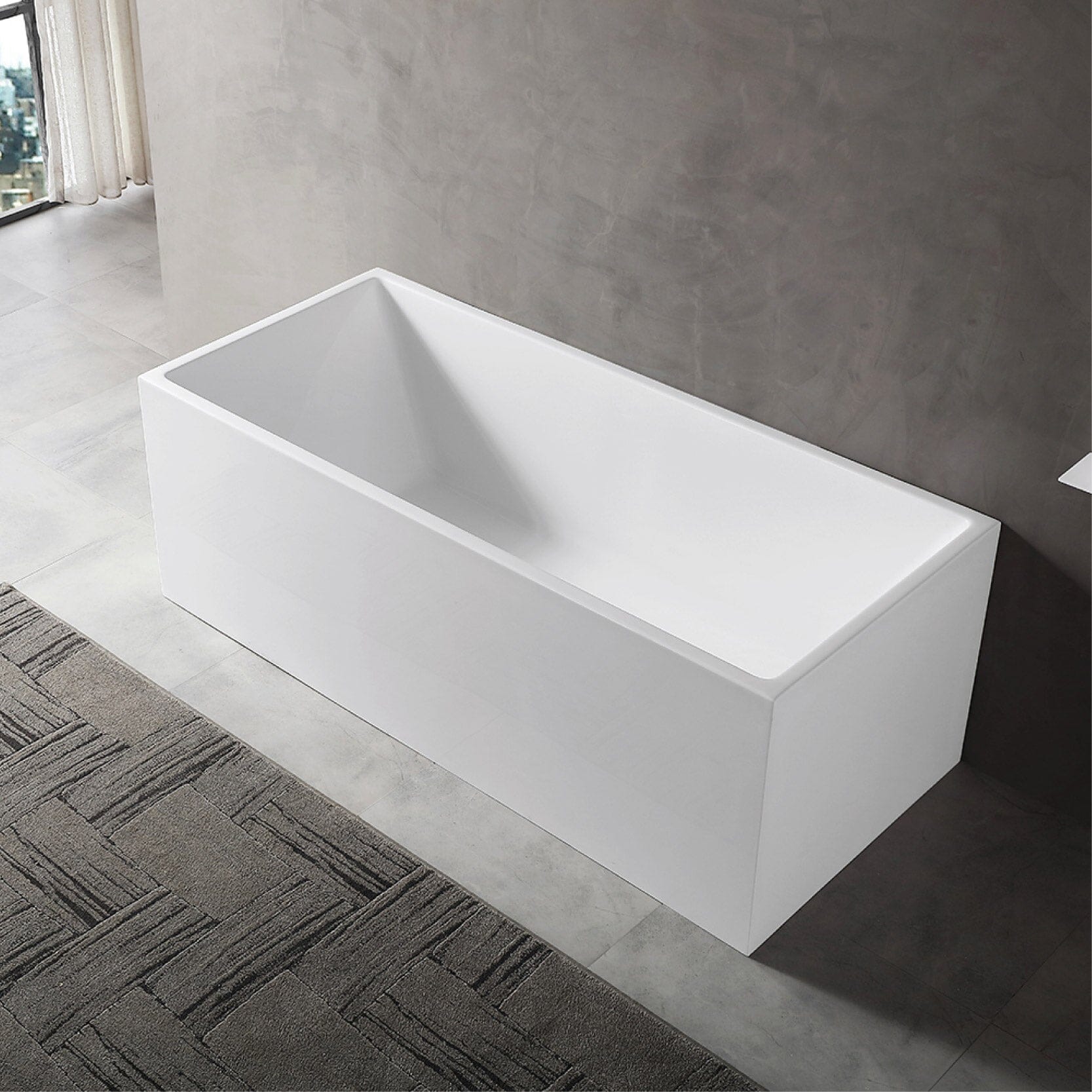 LEX 1400mm Multi Fit Rectangular Freestanding Bath Gloss White Baths AROVA 