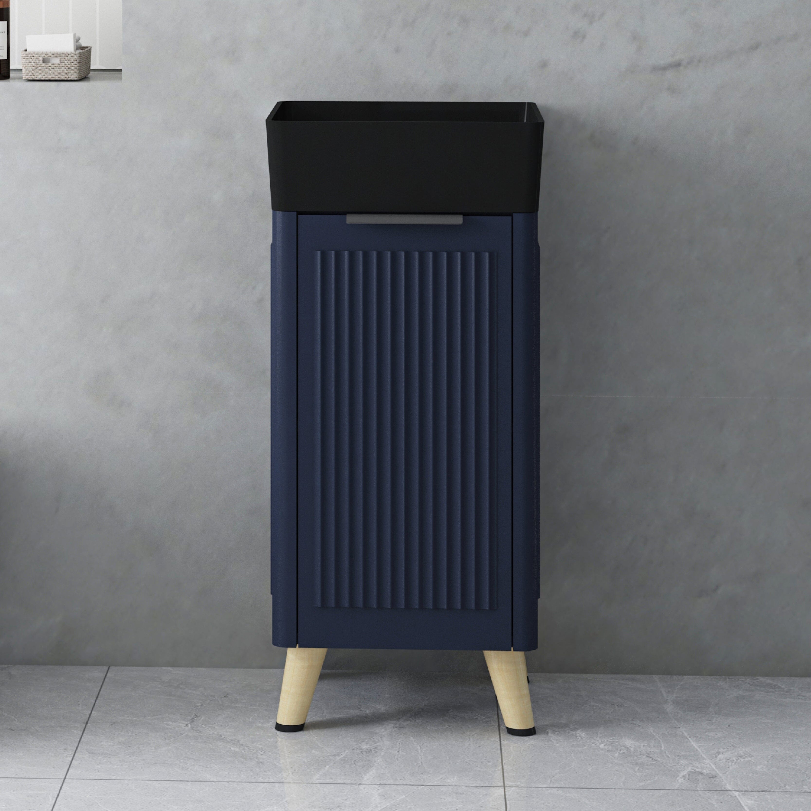 Lexi 400mm Small Vanity Blue with Black Solid Surface Basin Vanities Arova