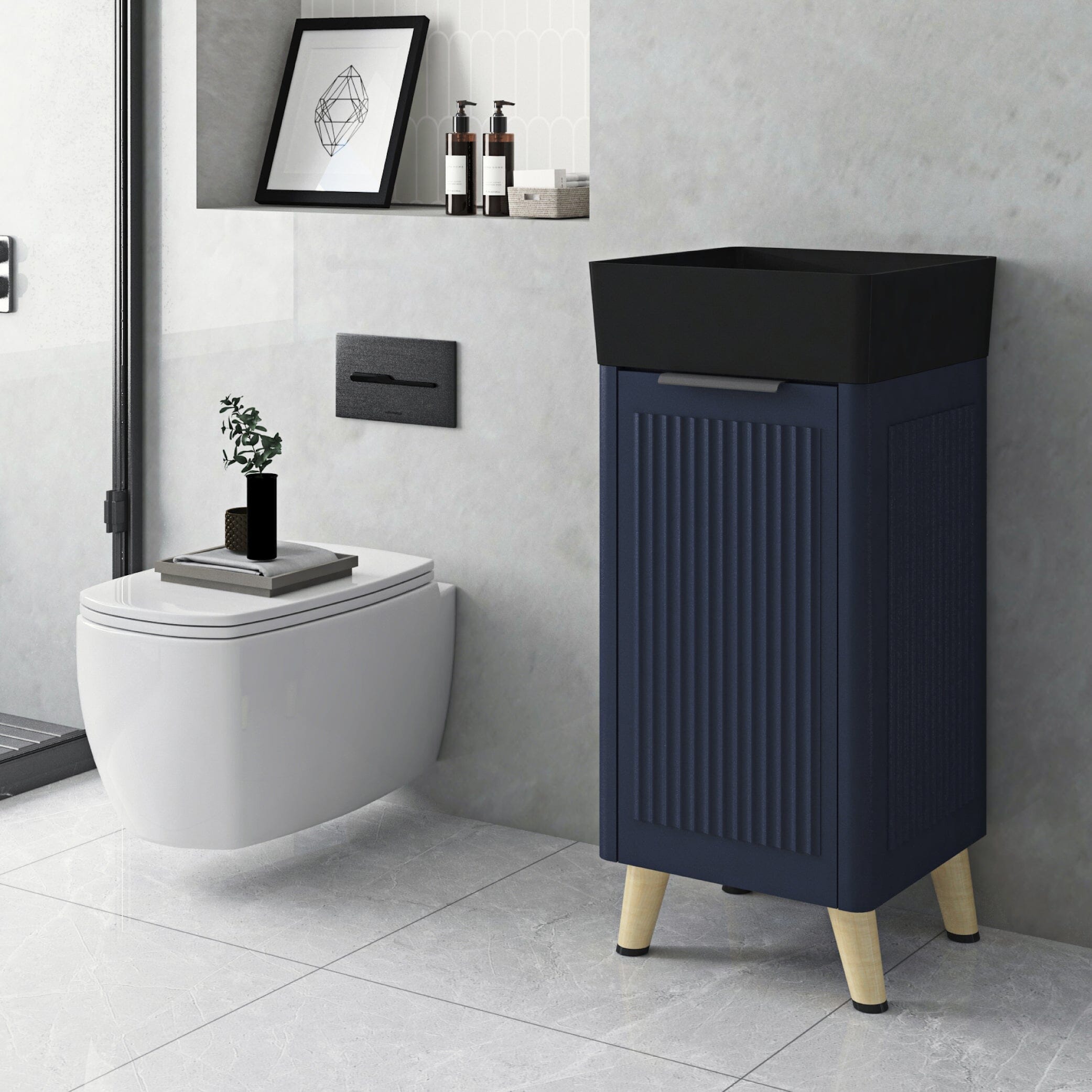 Lexi 400mm Small Vanity Midnight Blue & Black Basin Set Vanities Arova