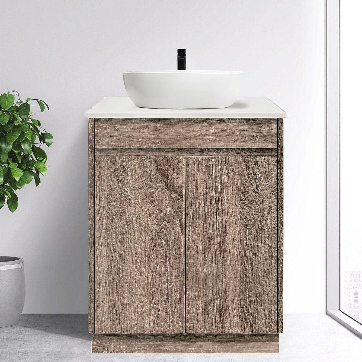 LOGAN 600mm Timber Bathroom Vanity + Luxe Stone Top AROVA