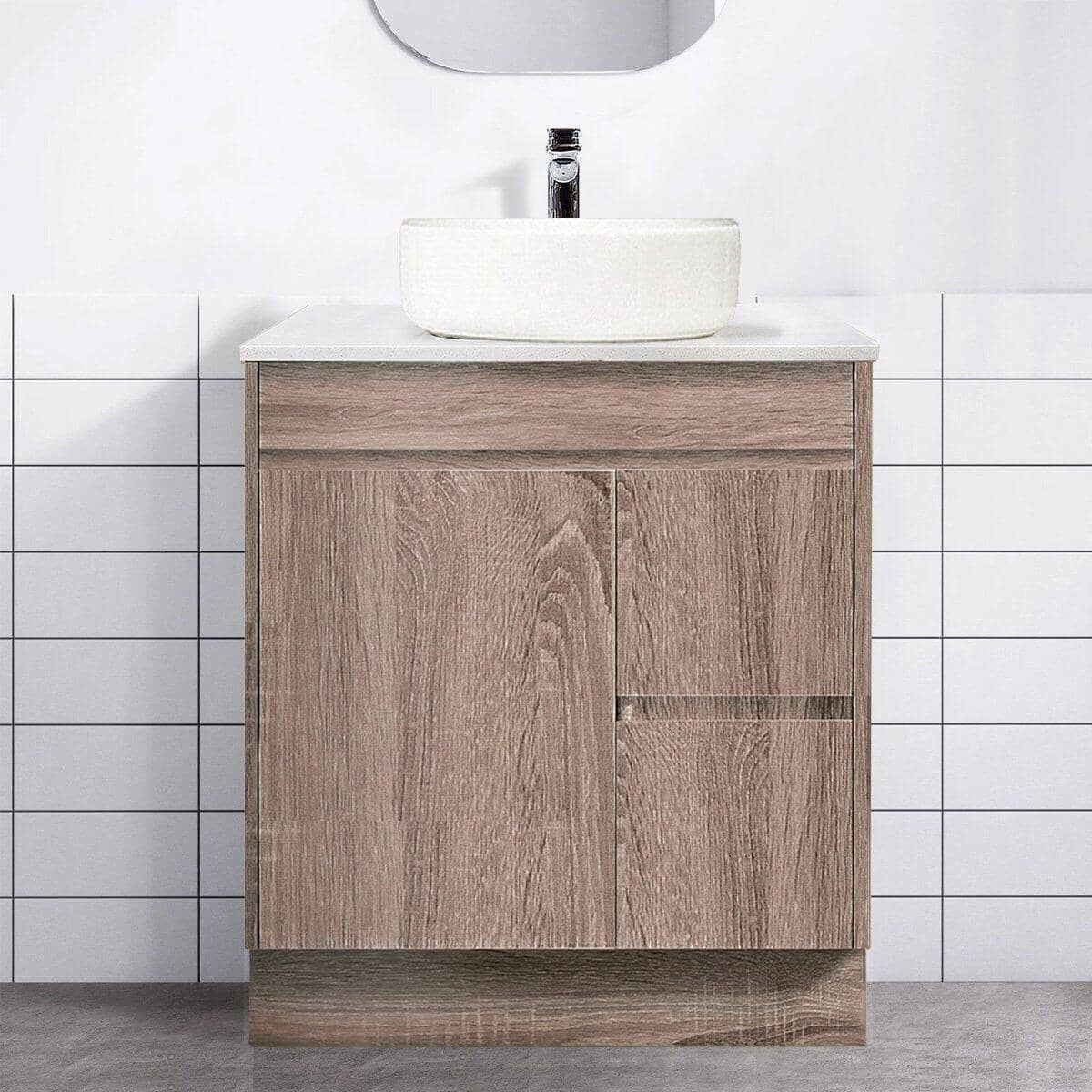 Logan 750mm Timber Vanity (Right Hand) + Luxe Stone Top AROVA
