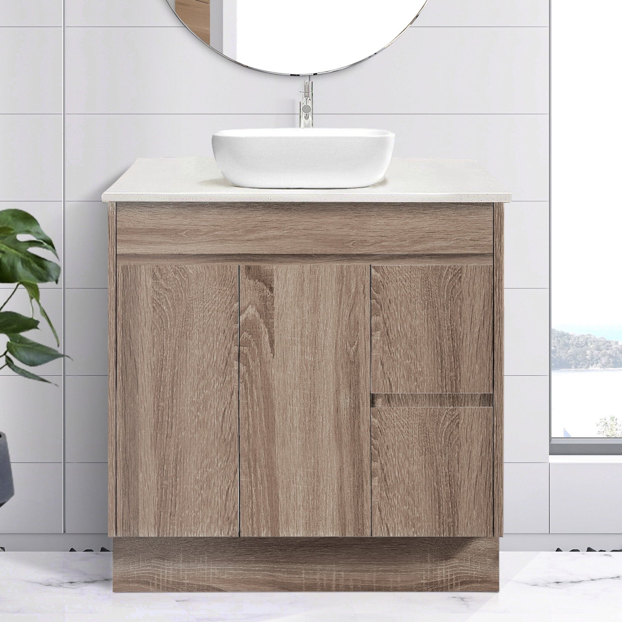 LOGAN 900mm Timber Vanity (Right Hand) + Bliss Stone Top AROVA