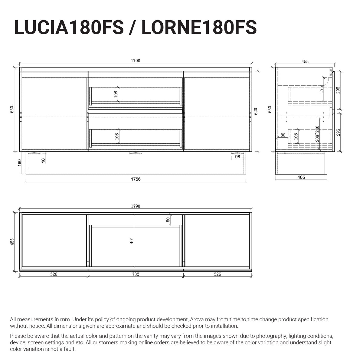 Lorne 1800mm Oak Timber Freestanding Bathroom Vanity Arova