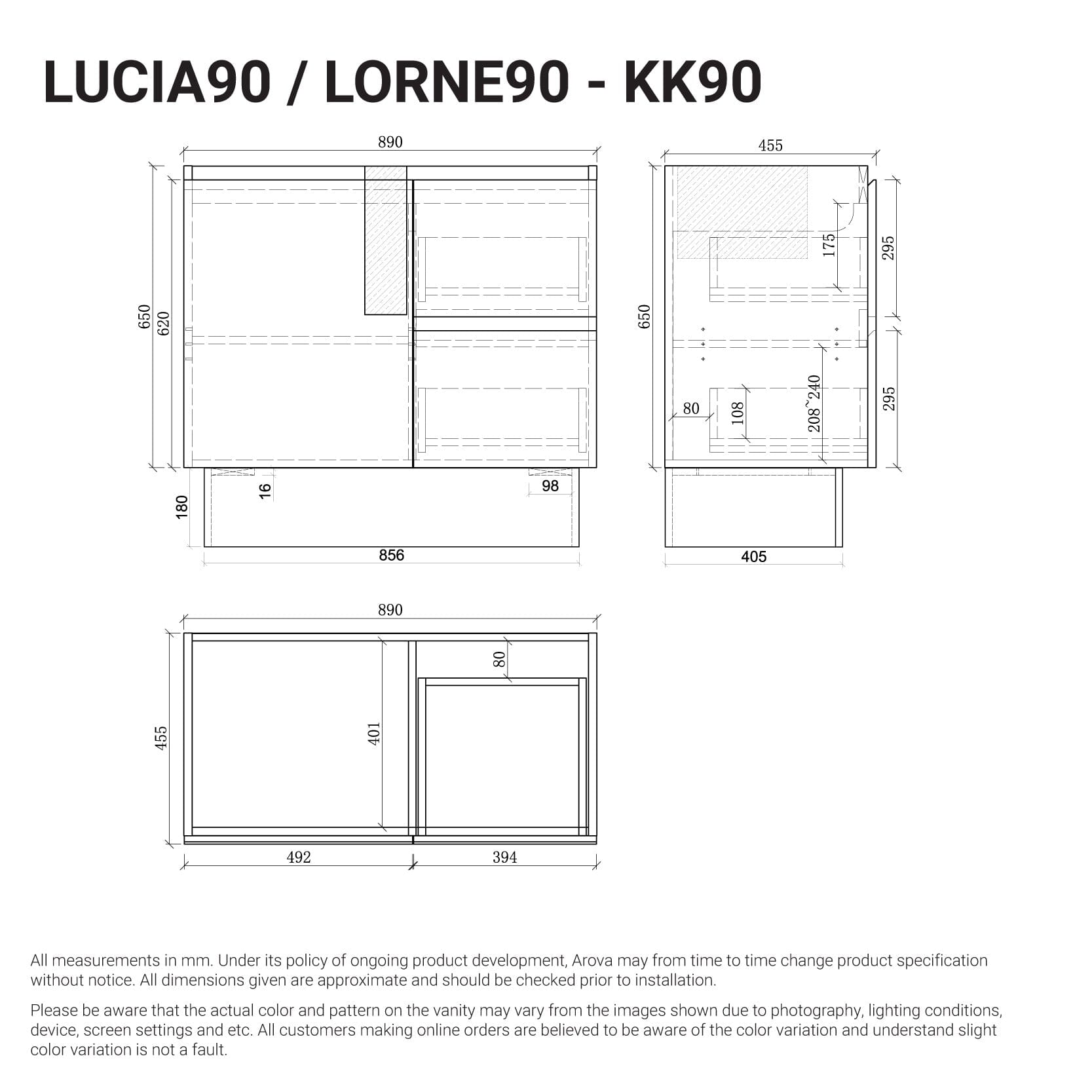 Lorne 900mm Oak Timber Freestanding Bathroom Vanity Arova