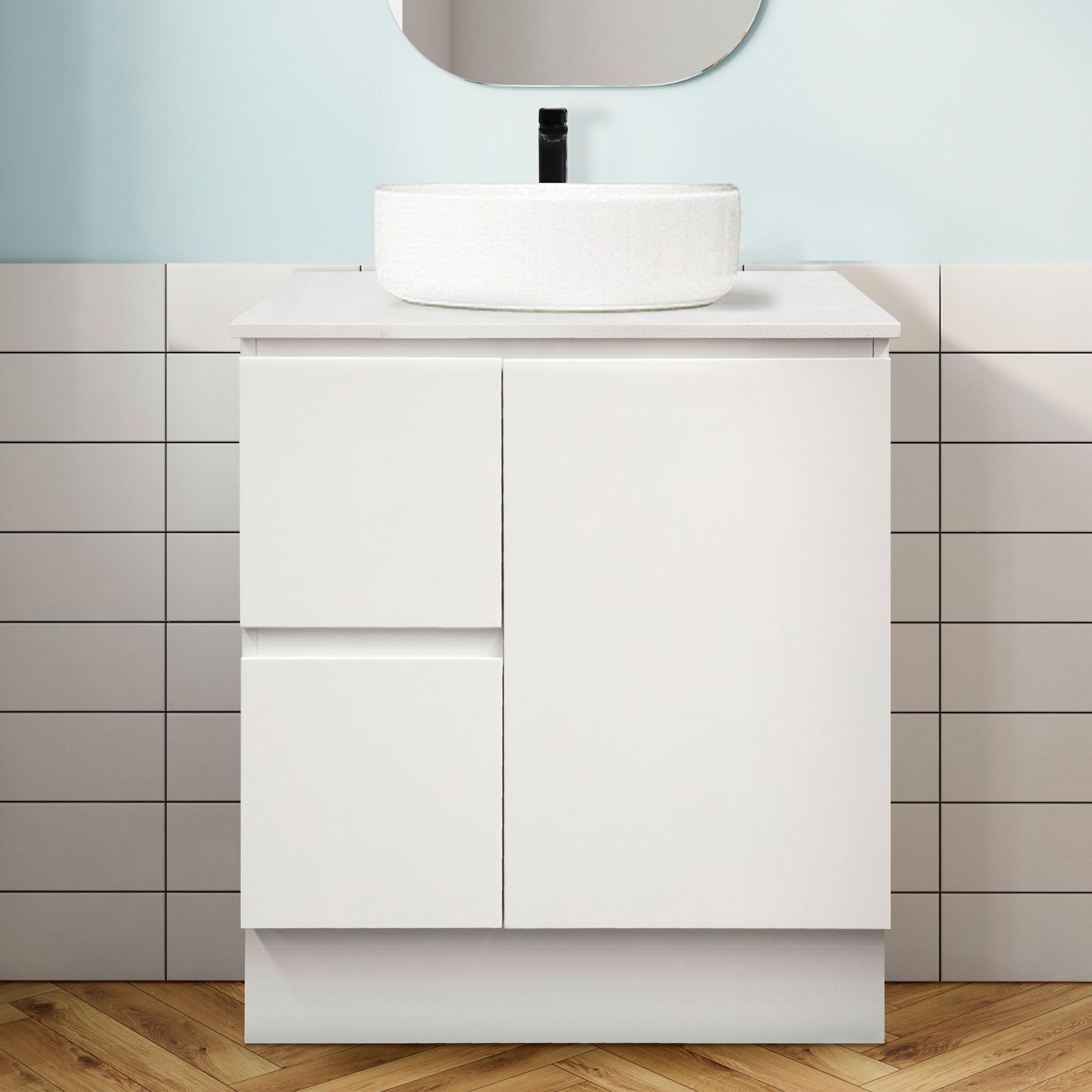 LUCA 750mm Bathroom Vanity (Left Hand) + Luxe Stone Top AROVA