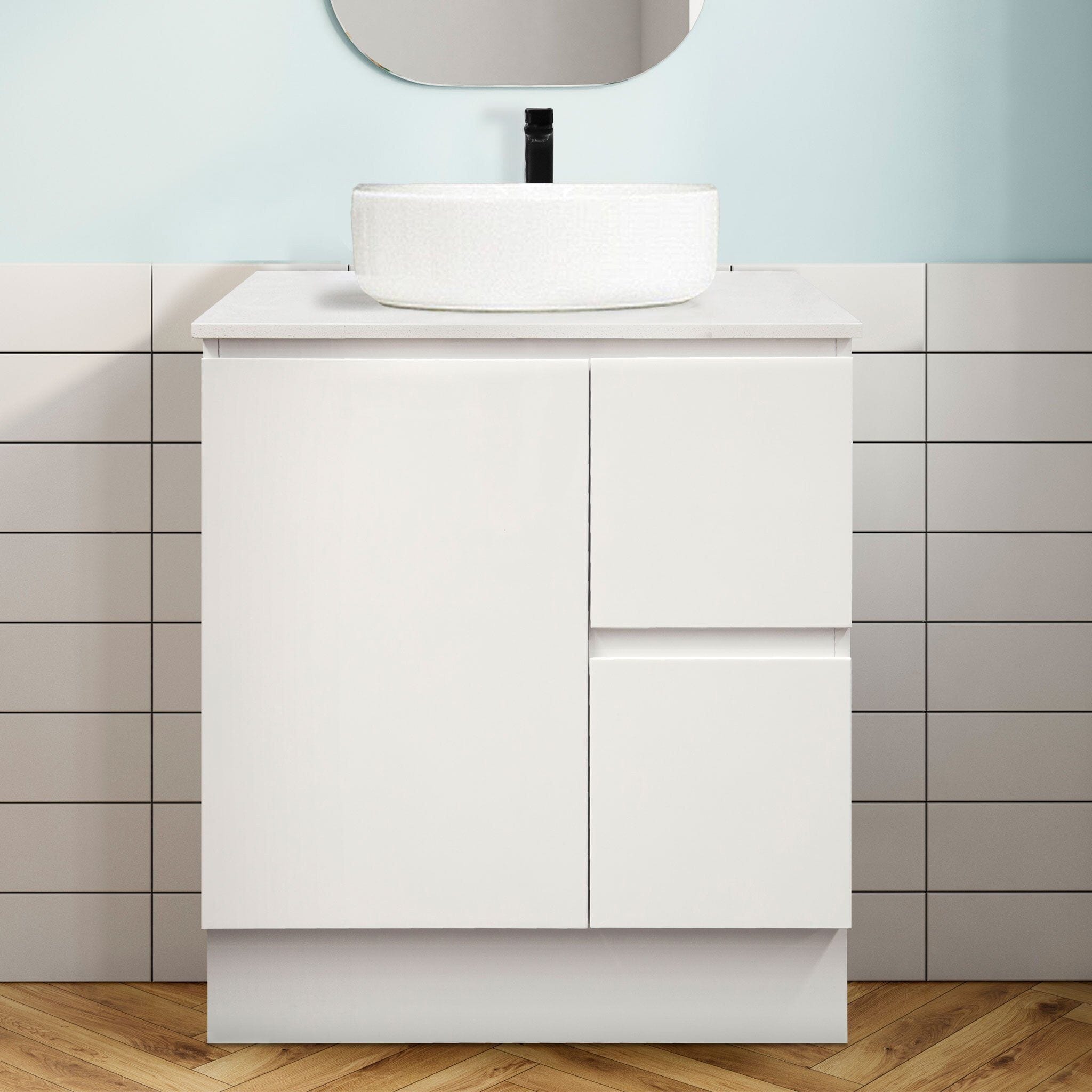 LUCA 750mm Bathroom Vanity (Right Hand) + Bliss Stone Top AROVA