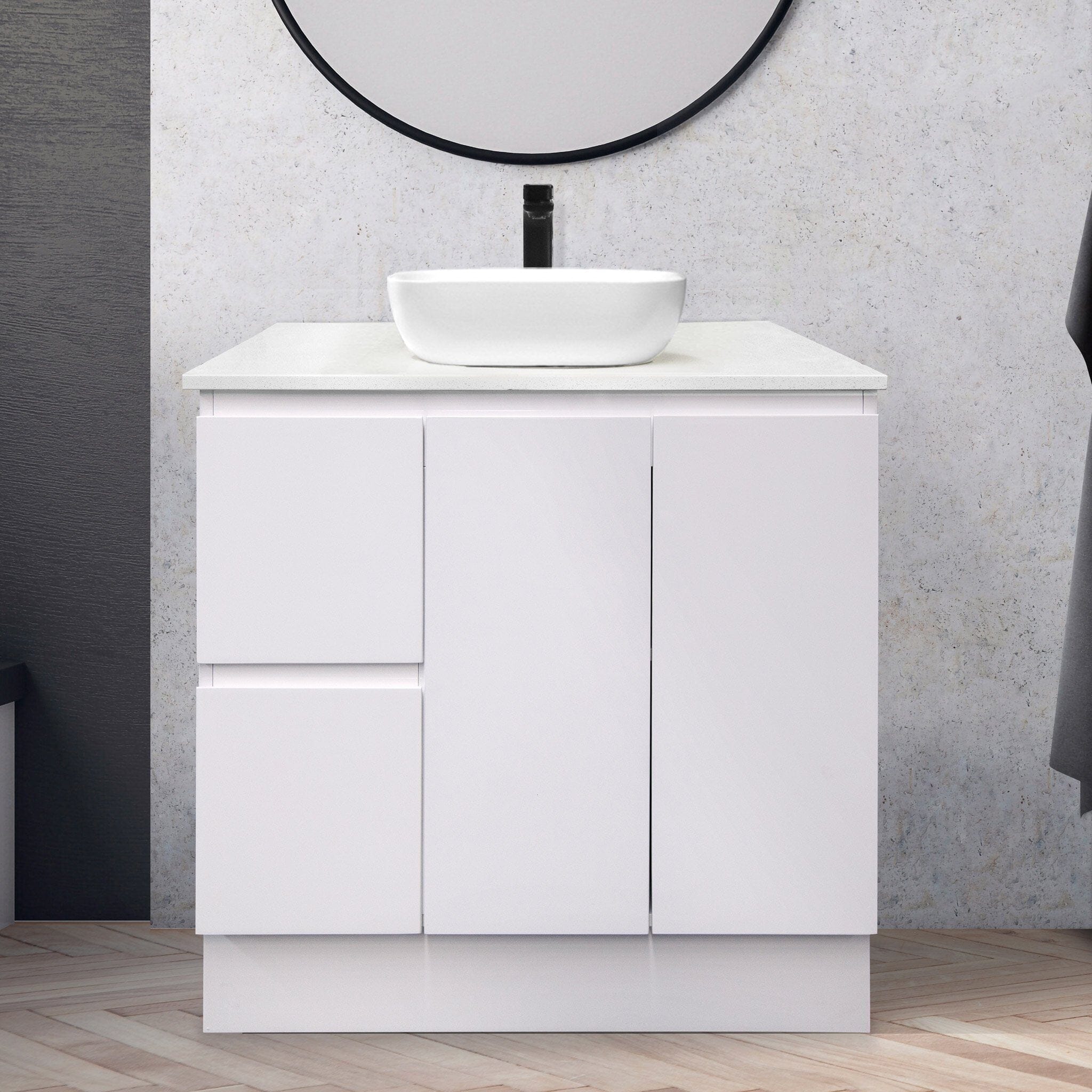 LUCA 900mm Floor Standing Cabinet (Left Hand) + Bliss Stone Top AROVA