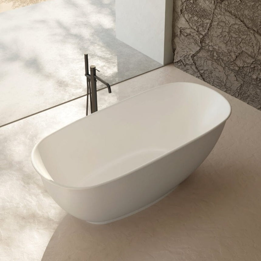 LUCCI 1500mm Oval Freestanding Bathtub Gloss White Baths AROVA