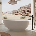 LUCCI 1500mm Oval Freestanding Bathtub Gloss White Baths AROVA