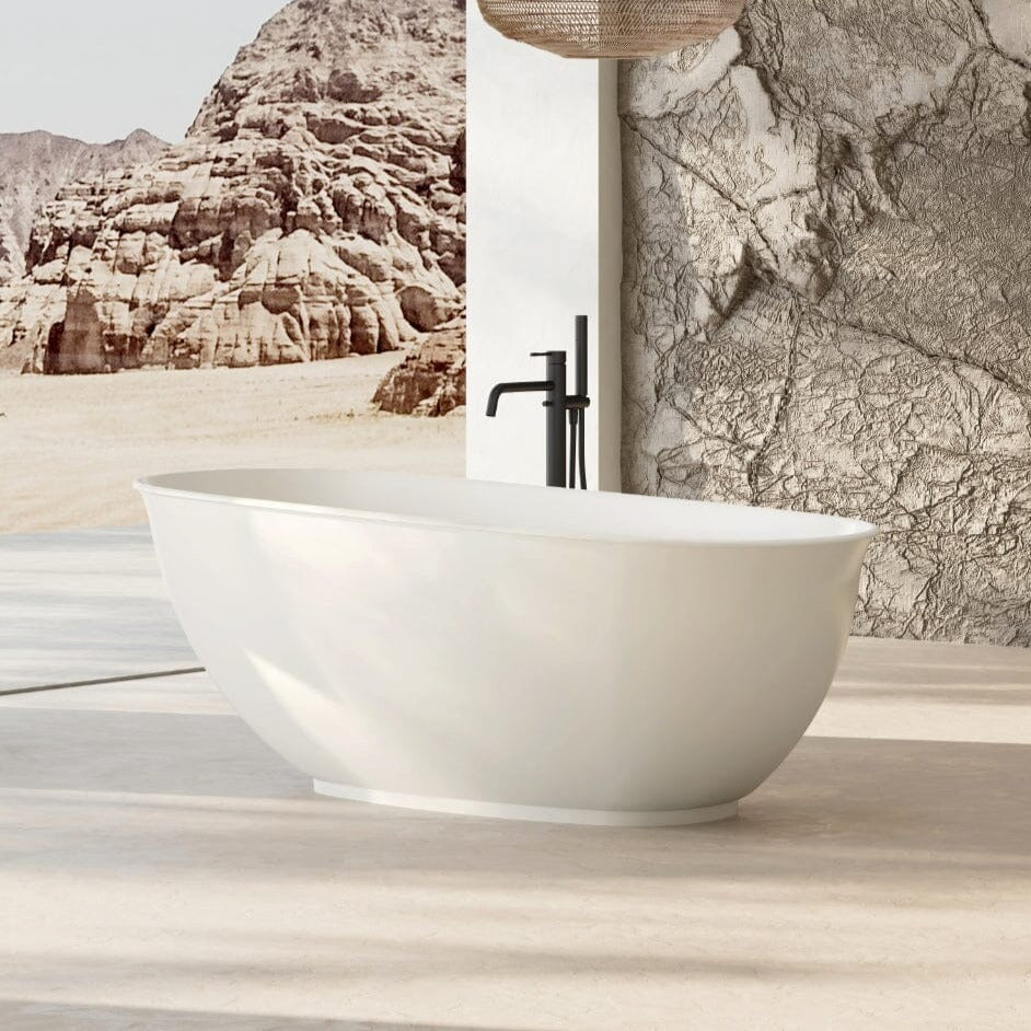LUCCI 1500mm Oval Freestanding Bathtub Gloss White Baths AROVA