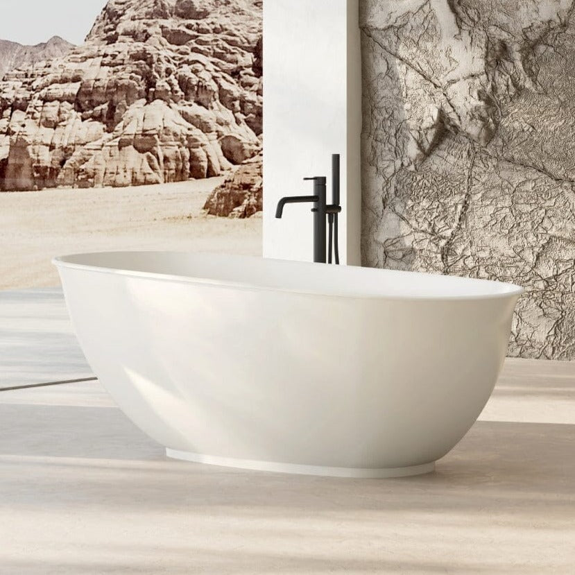 LUCCI 1700mm Oval Freestanding Bathtub Matte White Baths AROVA