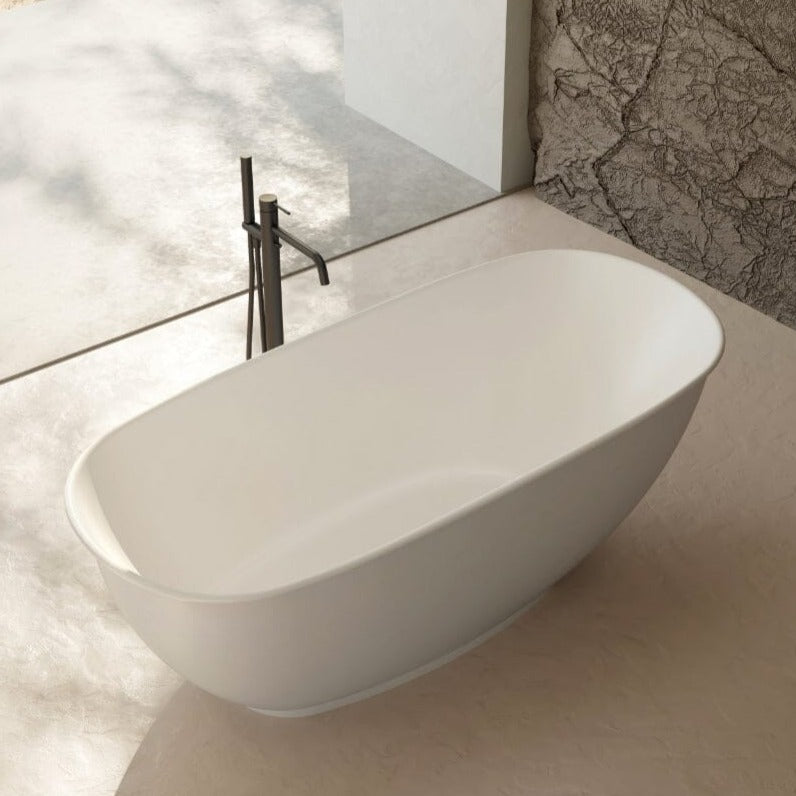 LUCCI 1700mm Oval Freestanding Bathtub Matte White Baths AROVA