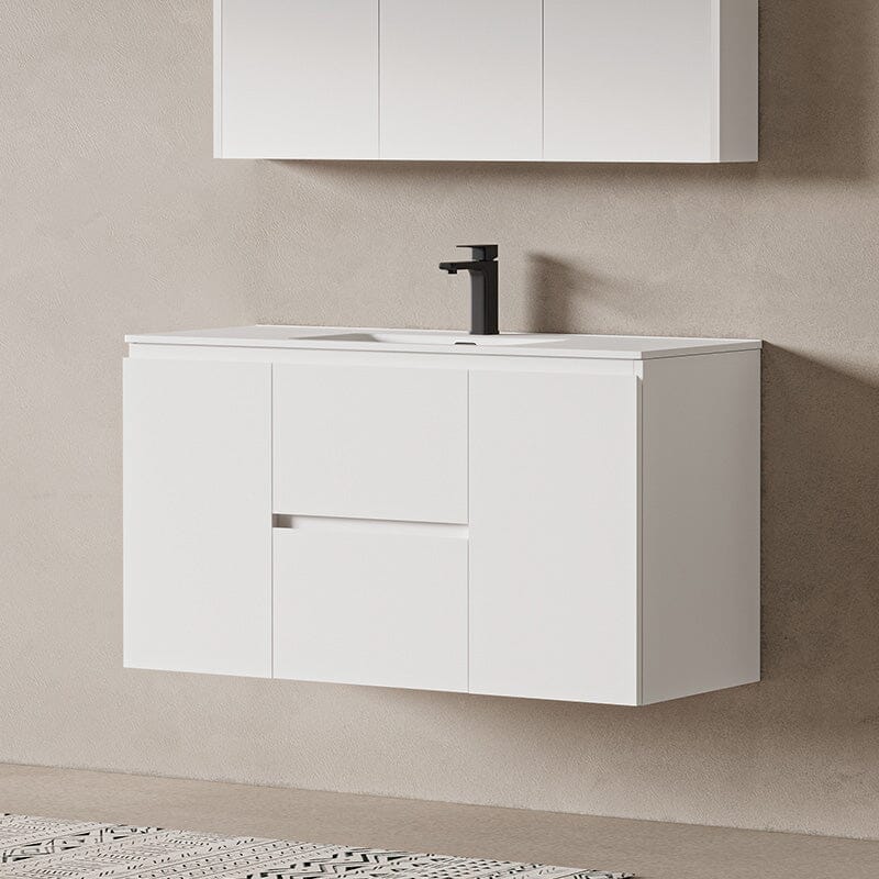Lucia 1200mm Wall Hung Bathroom Vanity Matte White Vanities Arova
