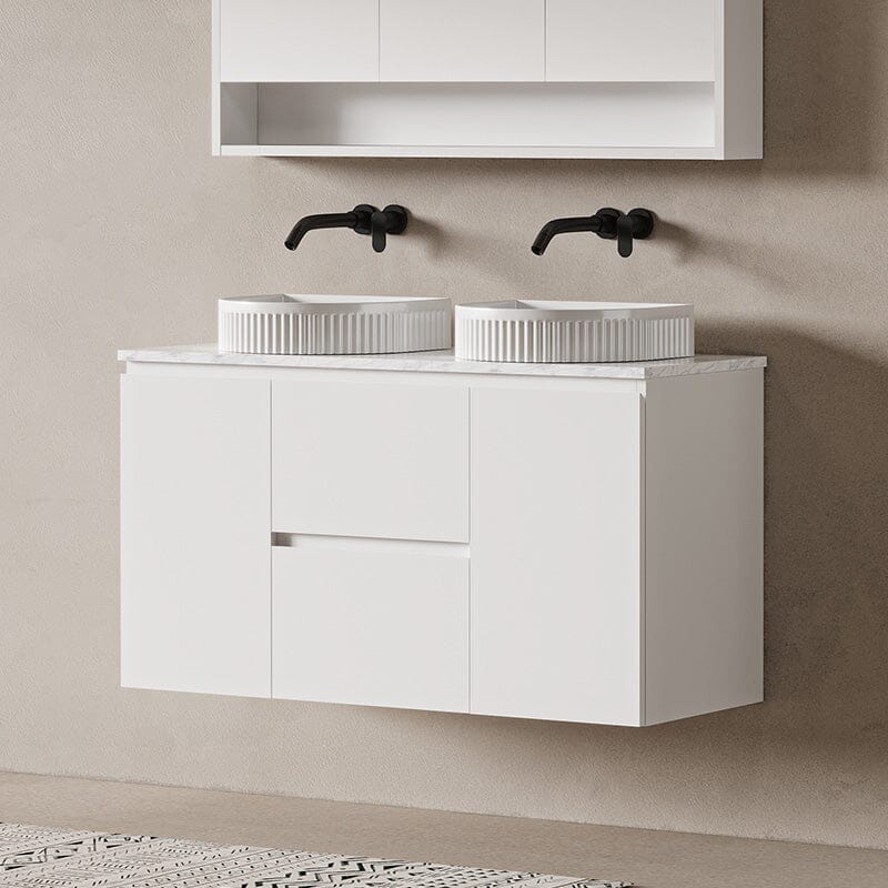 Lucia 1200mm Wall Hung Bathroom Vanity Matte White Vanities Arova