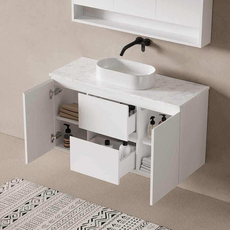 Lucia 1200mm Wall Hung Bathroom Vanity Matte White Vanities Arova