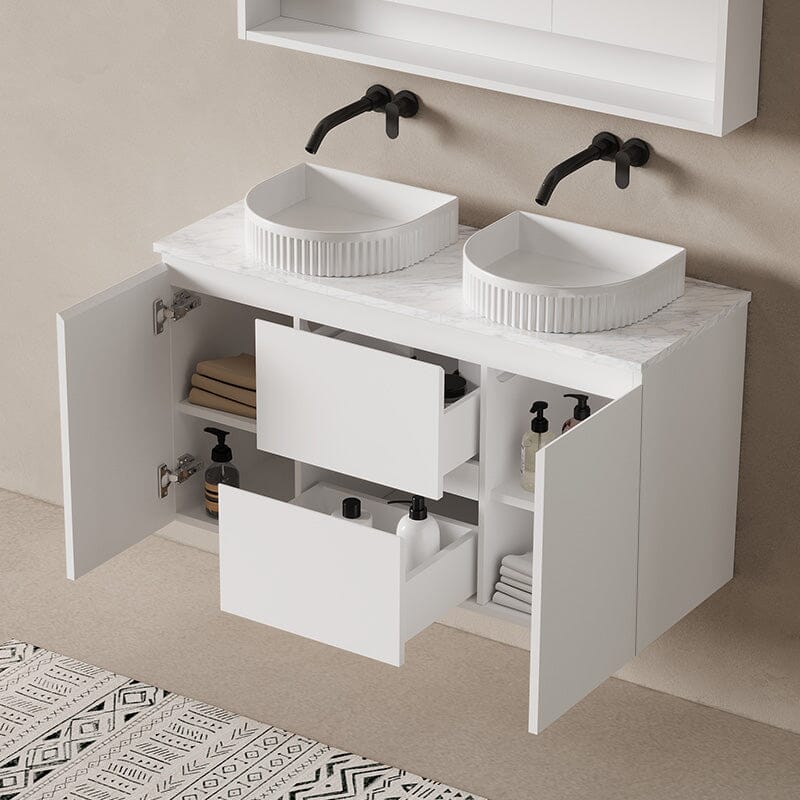 Lucia 1200mm Wall Hung Bathroom Vanity Matte White Vanities Arova
