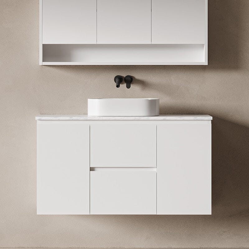 Lucia 1200mm Wall Hung Bathroom Vanity Matte White Vanities Arova