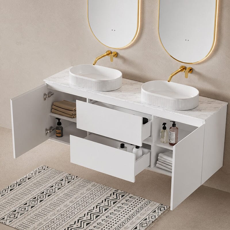 Lucia 1800mm Wall Hung Bathroom Vanity Matte White Vanities Arova