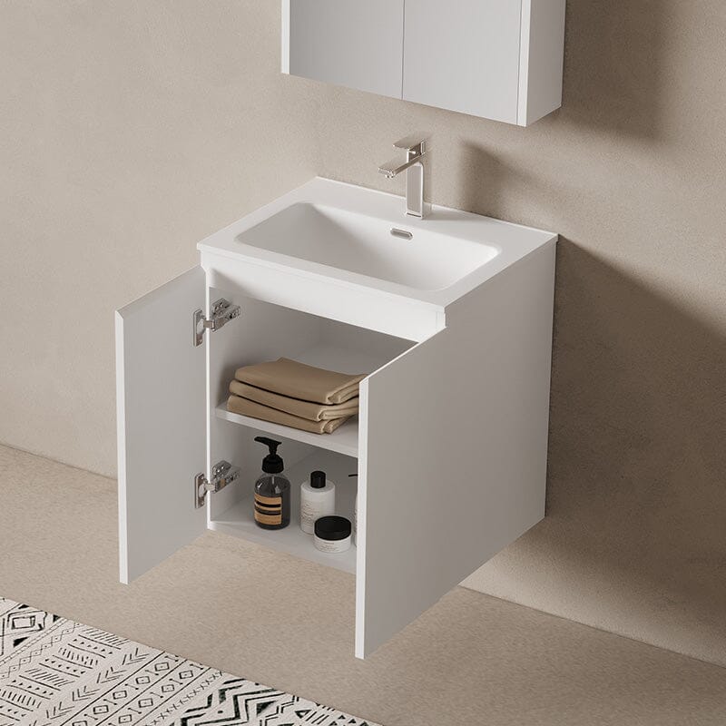 Lucia 600mm Wall Hung Bathroom Vanity Matte White Vanities Arova
