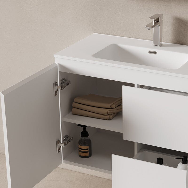 Lucia 900mm Wall Hung Bathroom Vanity Matte White Vanities Arova