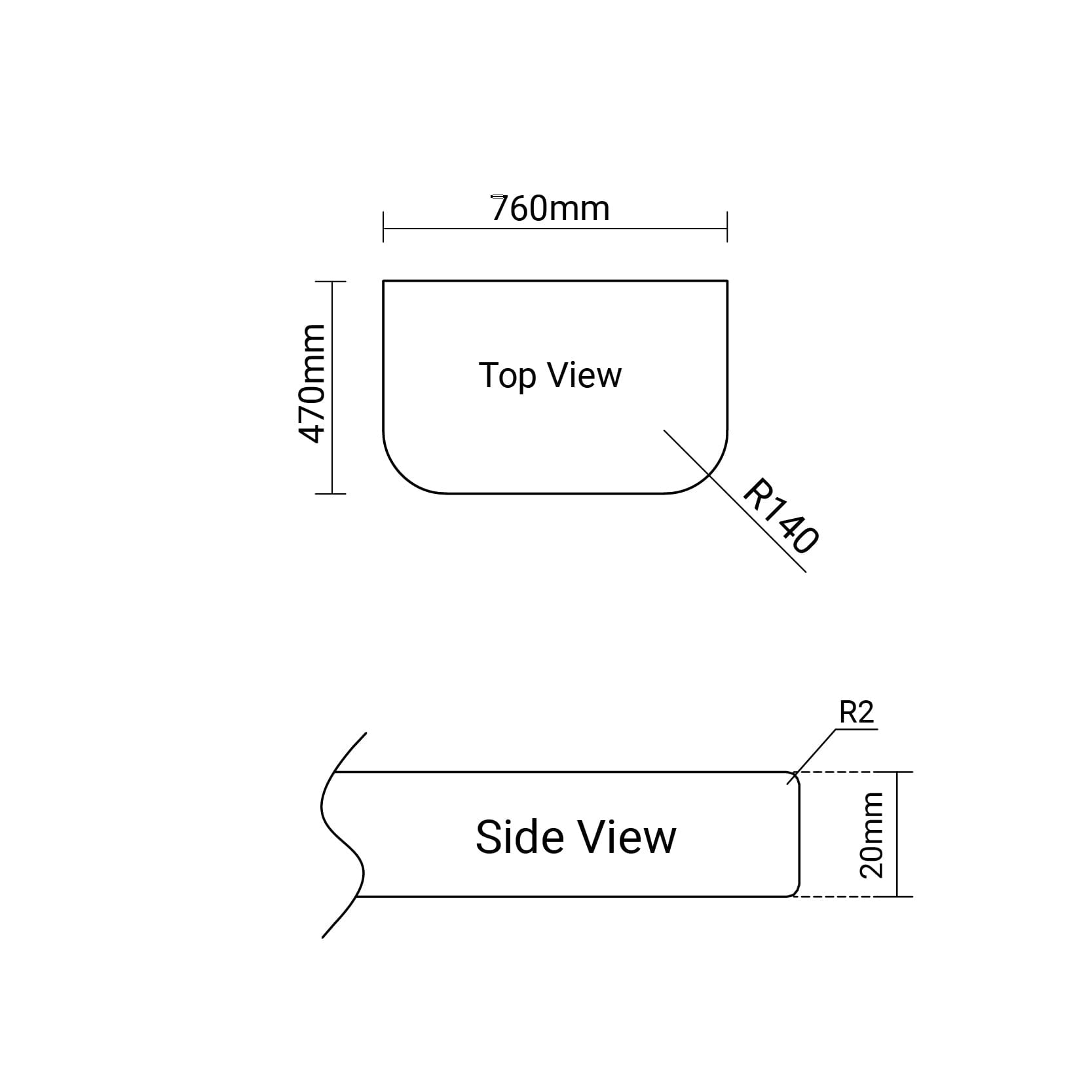 Luxe 760x470mm Curved Marble Silica Free Stone Vanity Top Arova