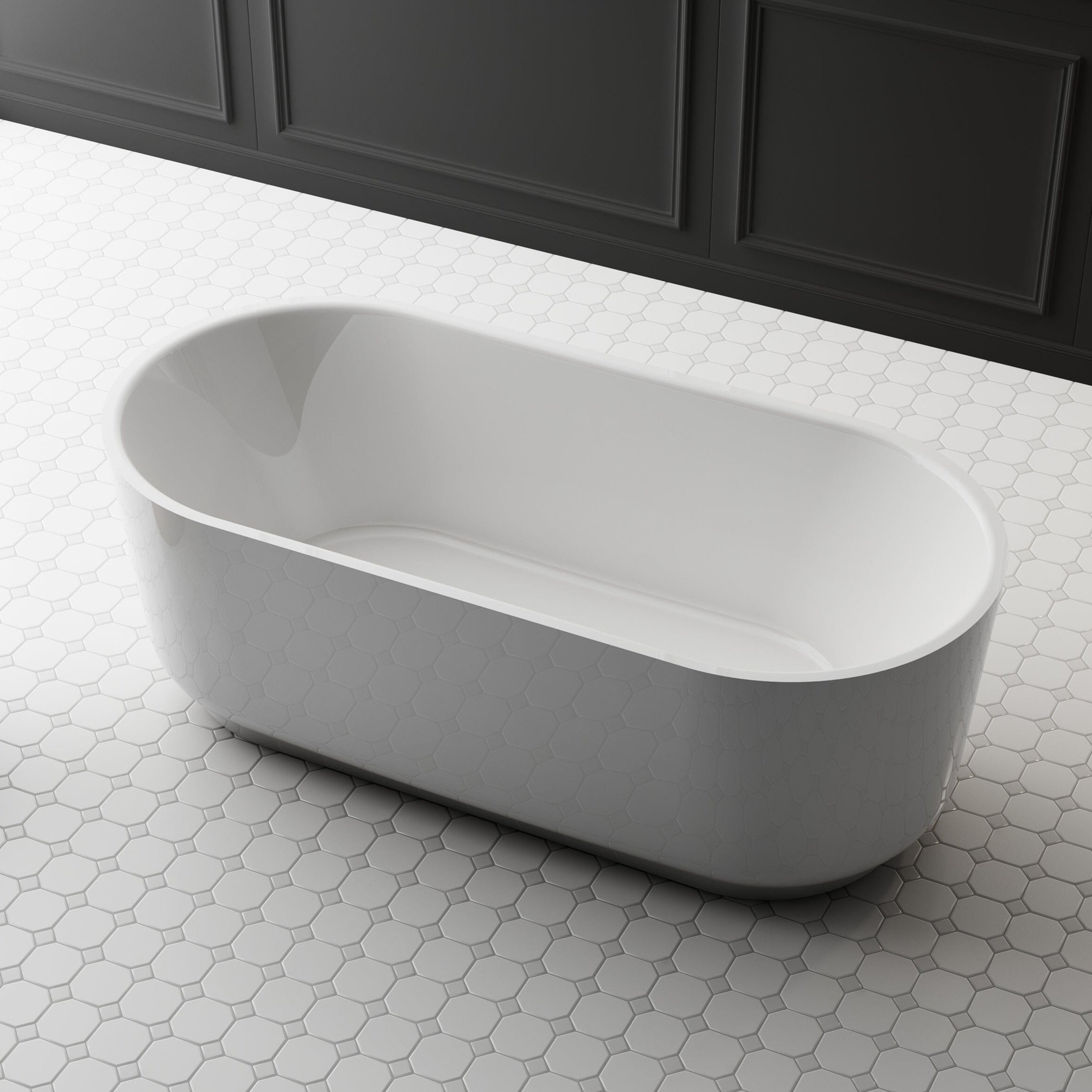 Mae 1500mm Oval Free Standing Bathtub Gloss White Baths Arova
