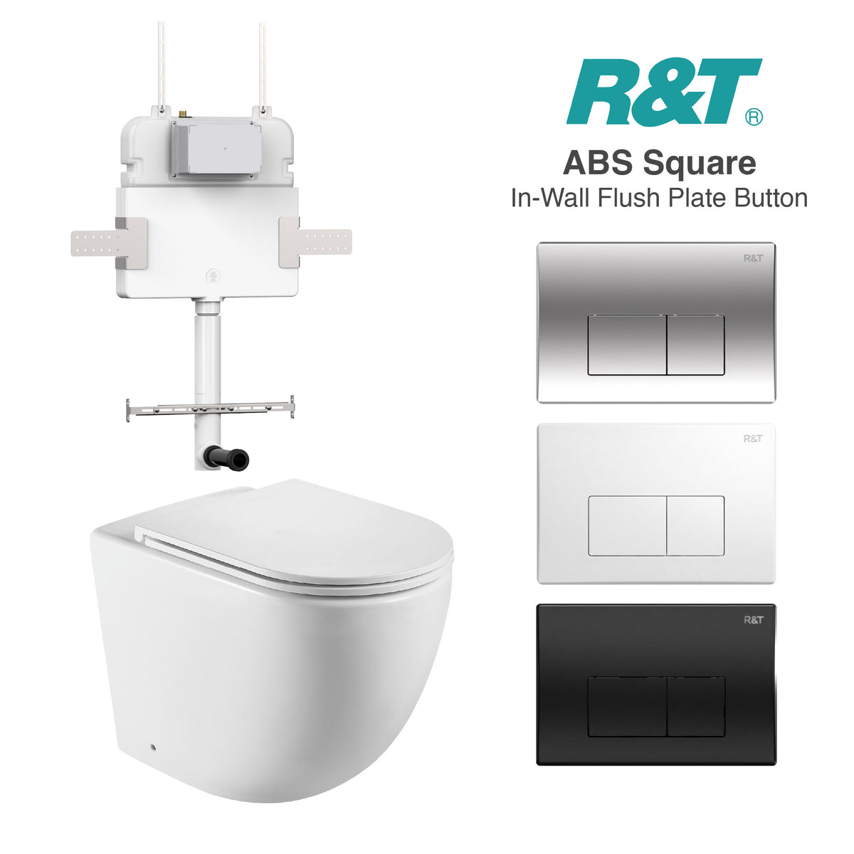 Max 57 Rimless Tornado Toilet Package - R&T Cistern & ABS Square Button Arova