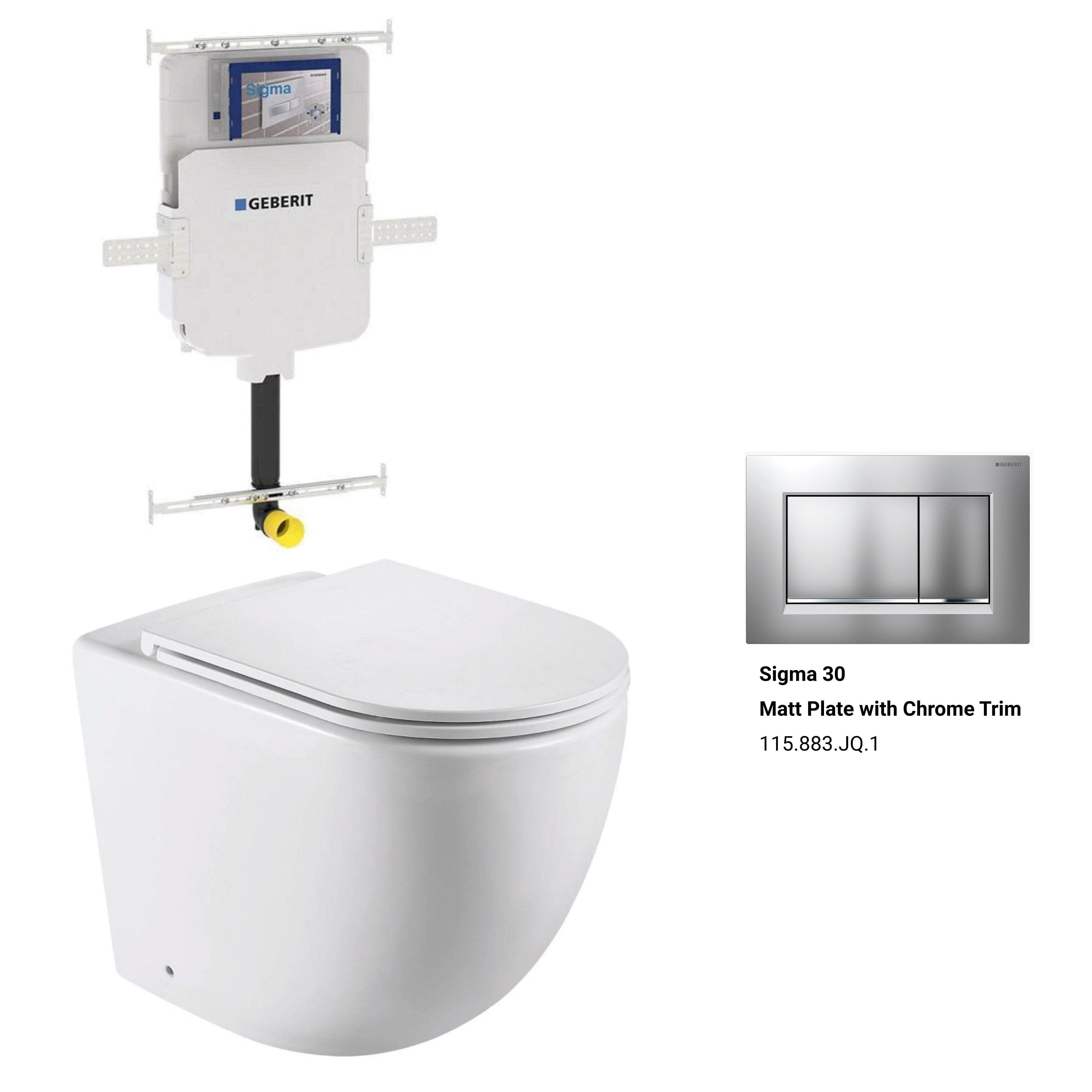 Max57 Rimless Tornado Floor Mount Toilet Pan Packaging - Geberit Sigma 8 Cistern & Square Button Toilets Arova Geberit Sigma 8 In Wall Toilet cistern - 109.795.00.1 Sigma 30 Matt Plate with Chrome Trim-115.883.JQ.1