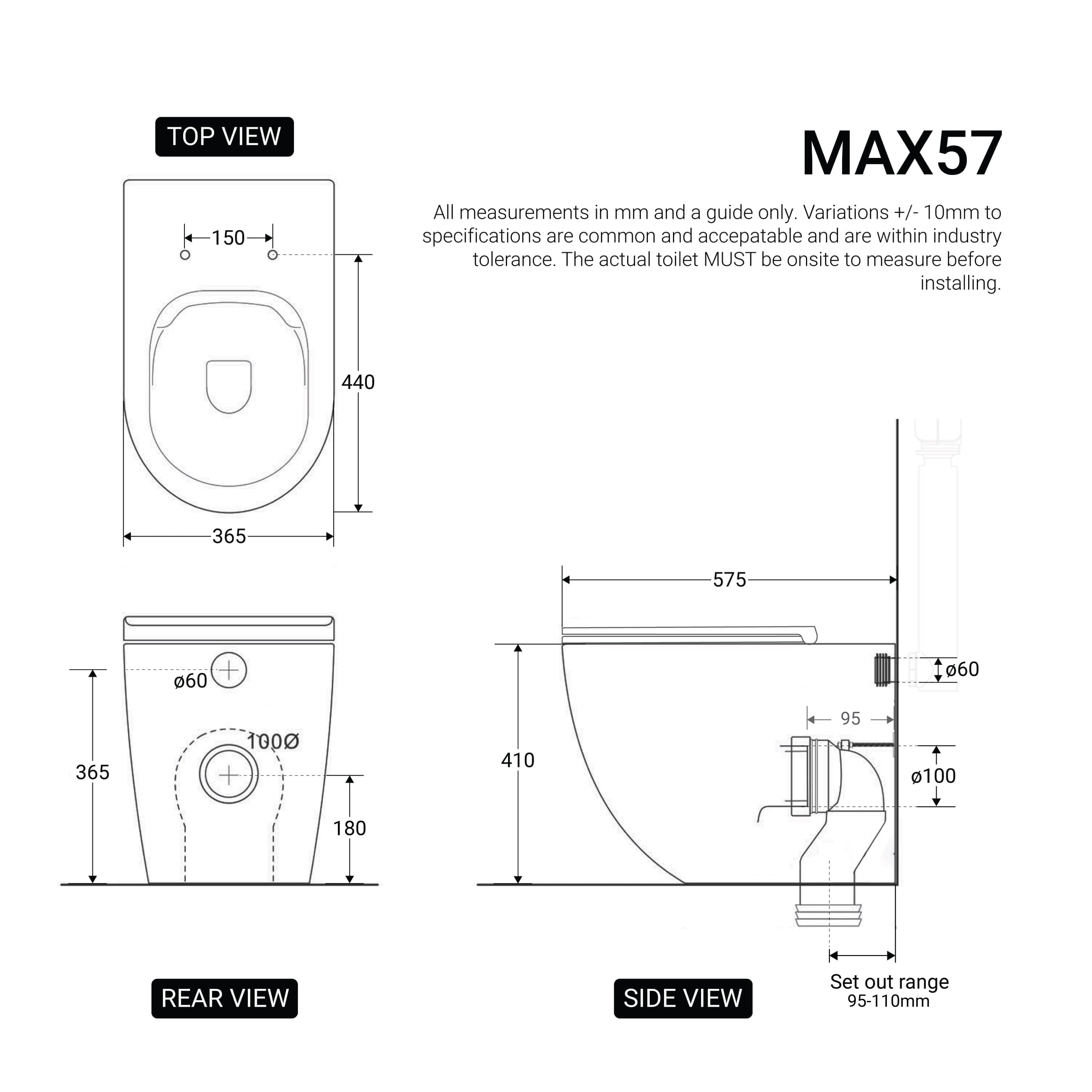 Max57 Rimless Tornado Toilet Pan Packaging - Geberit Sigma 8 Cistern & Square Button Toilets Arova