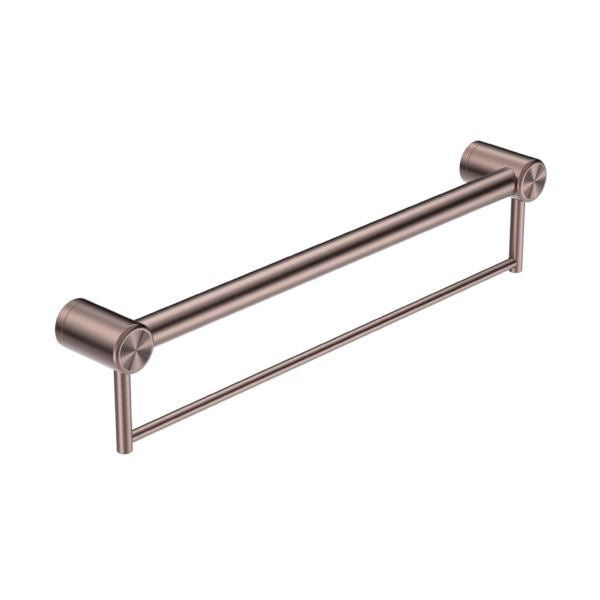 MECCA CARE 32MM GRAB RAIL WITH TOWEL HOLDER 600MM BRUSHED BRONZE NRCR3224BBZ Accessories Nero