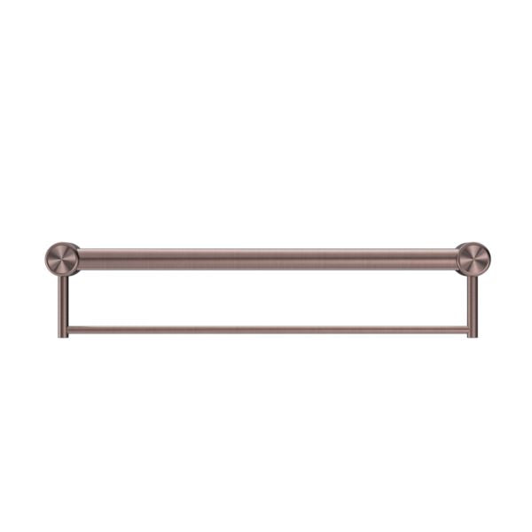 MECCA CARE 32MM GRAB RAIL WITH TOWEL HOLDER 600MM BRUSHED BRONZE NRCR3224BBZ Accessories Nero