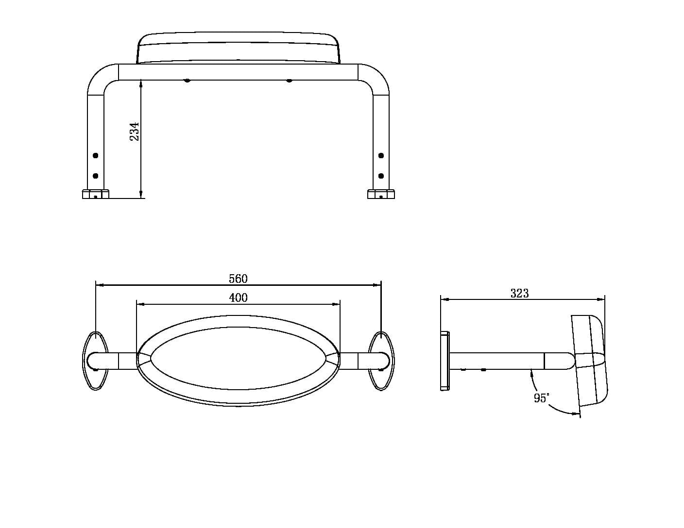 MECCA CARE DDA TOILET BACKREST BRUSHED BRONZE NRCR0001BZ Accessories Nero