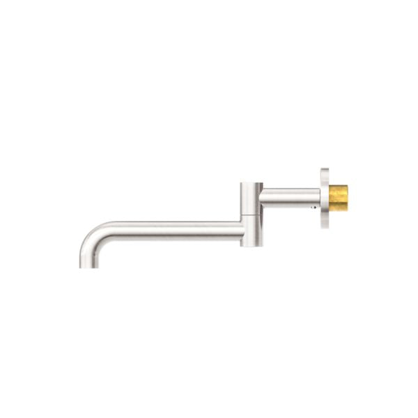 MECCA WALL MOUNTED SWIVEL BATH SPOUT ONLY 225MM BRUSHED NICKEL NR221903GBN Tapware Nero