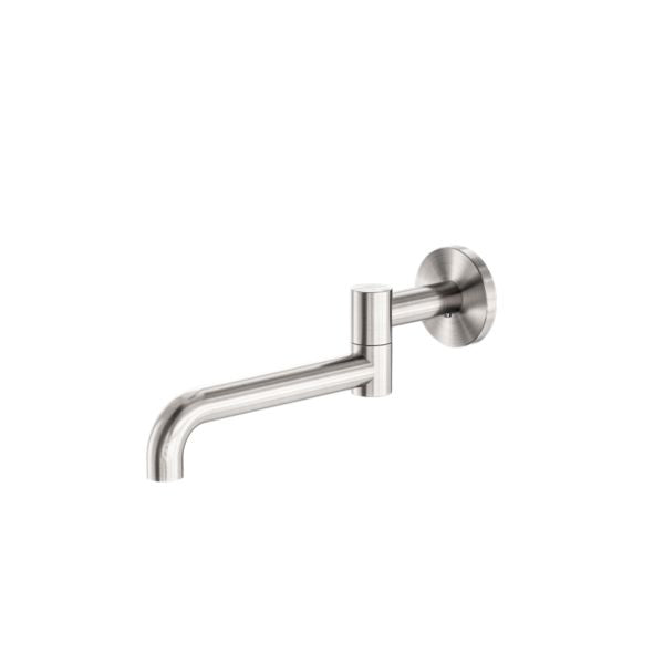 MECCA WALL MOUNTED SWIVEL BATH SPOUT ONLY 225MM BRUSHED NICKEL NR221903GBN Tapware Nero