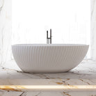 MELBA 1700mm Egg Shape Fluted Oval Free Standing Bathtub Gloss White Baths Arova