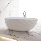 MELBA 1700mm Egg Shape Fluted Oval Free Standing Bathtub Gloss White Baths Arova