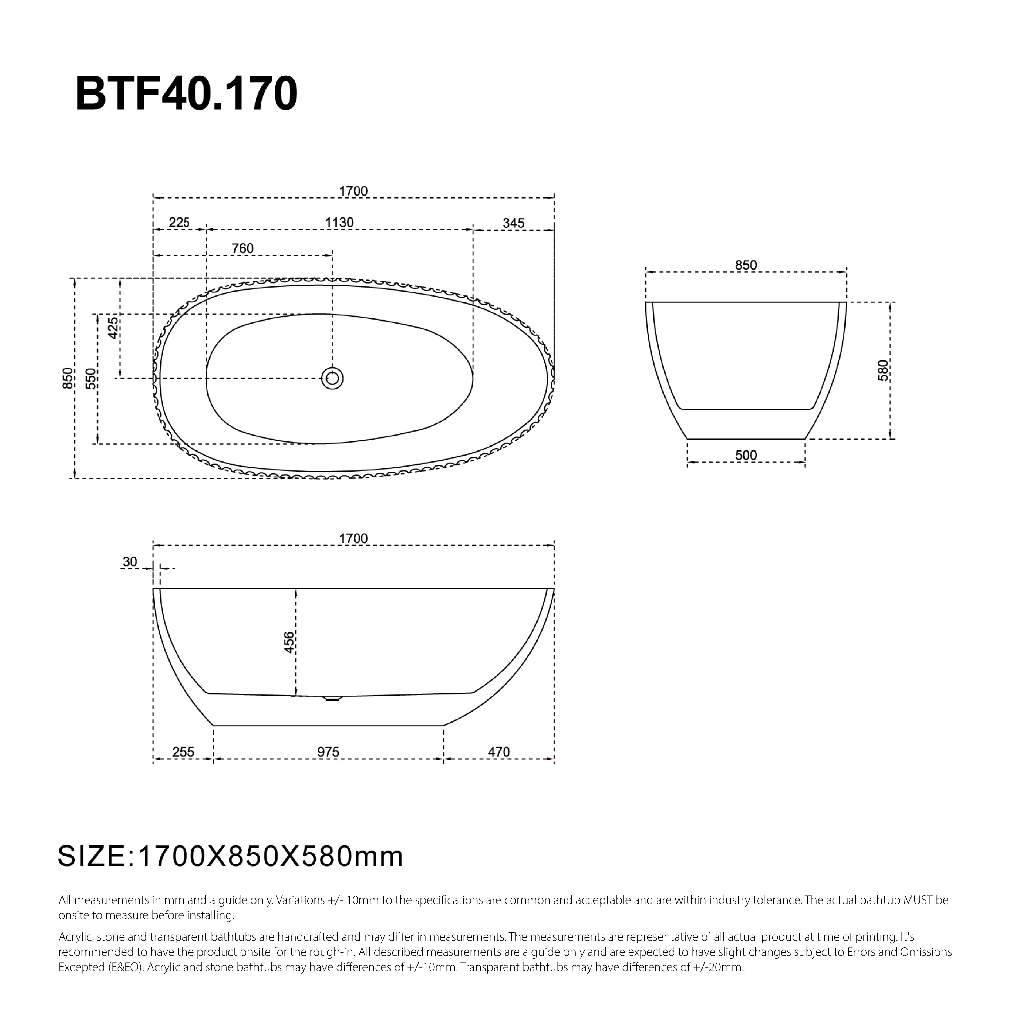 MELBA 1700mm Egg Shape Fluted Oval Free Standing Bathtub Matte White Baths Arova