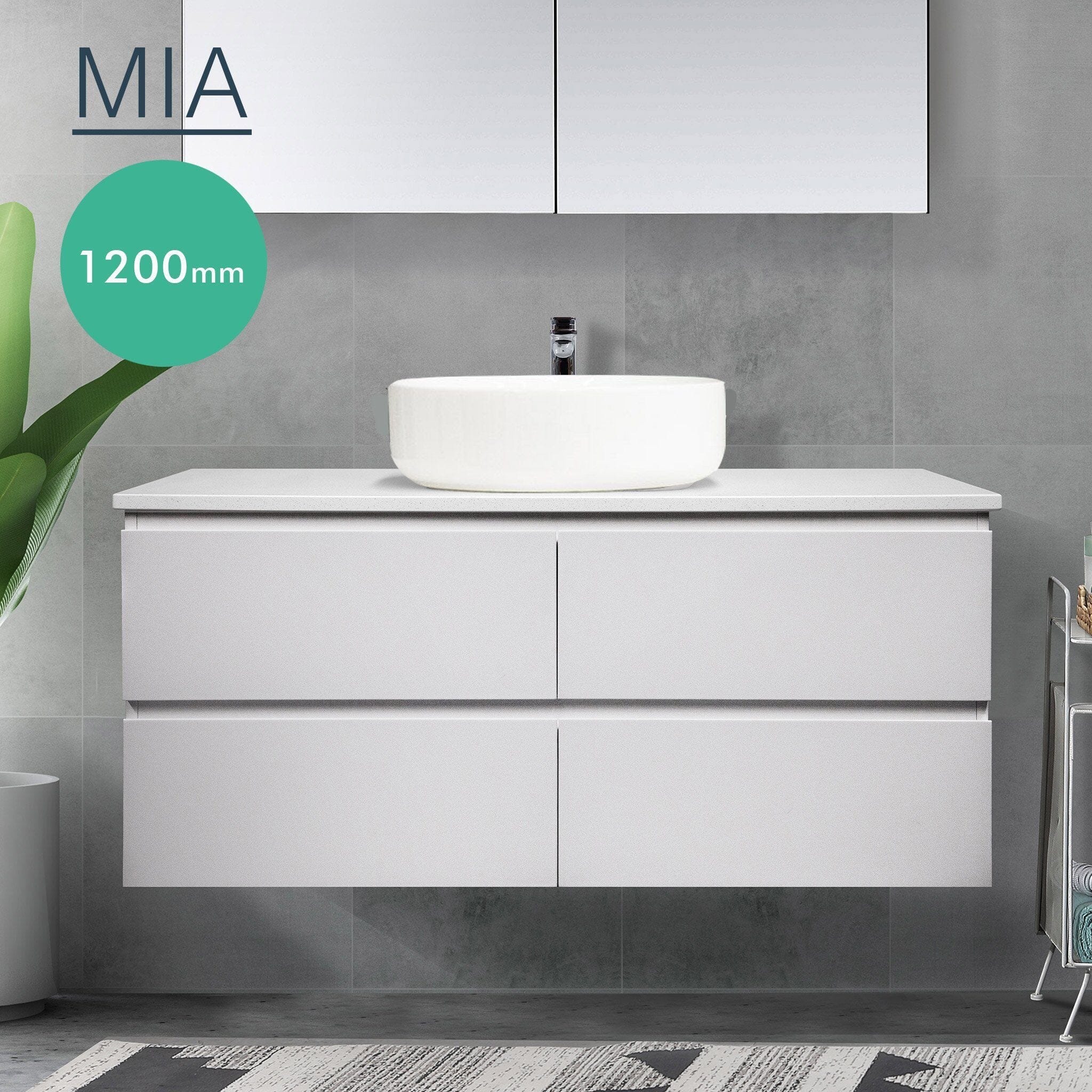 Mia 1200mm Wall Hung Single Vanity + Luxe Stone Top AROVA