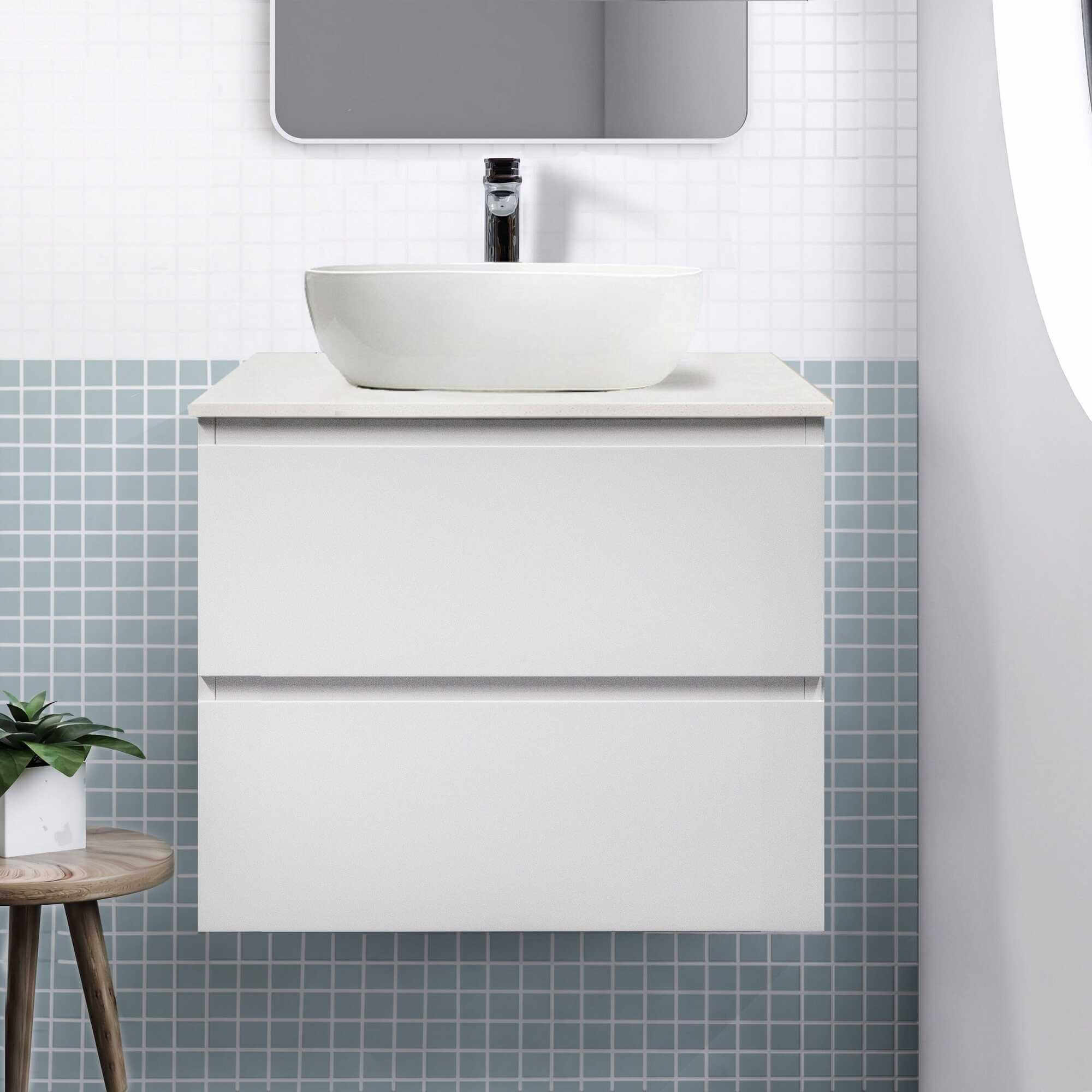 Mia 600mm Wall Hung Bathroom Vanity + Bliss Stone Top AROVA