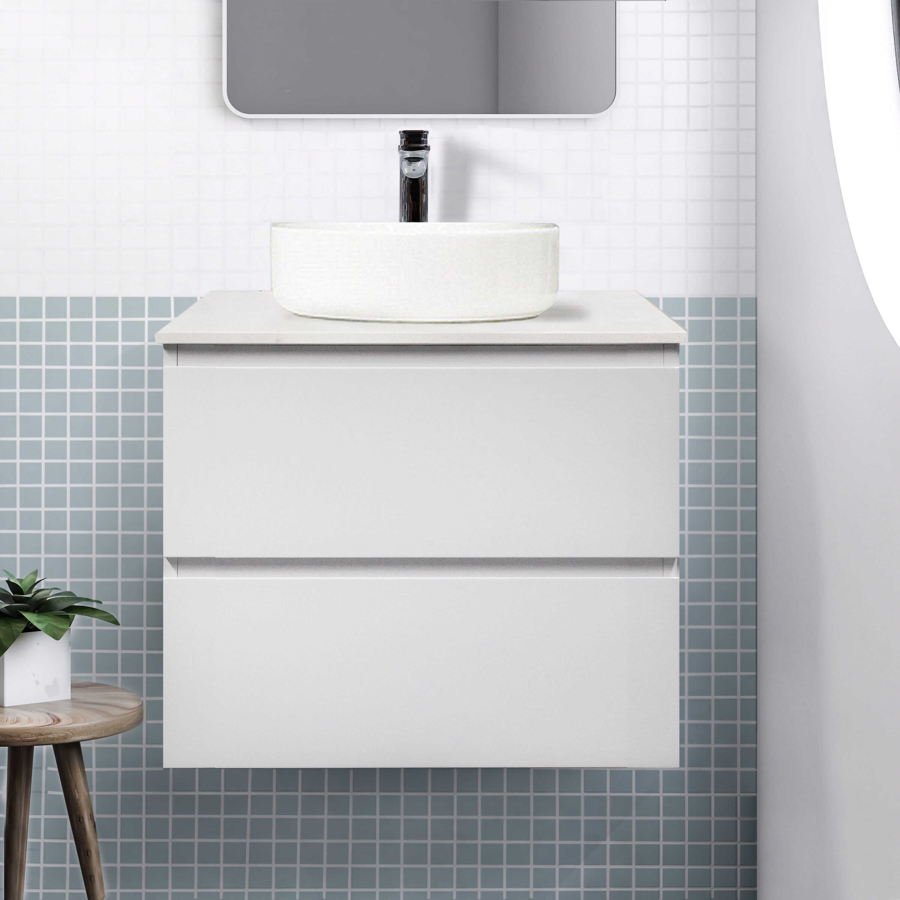 Mia 600mm Wall Hung Bathroom Vanity + Luxe Stone Top AROVA