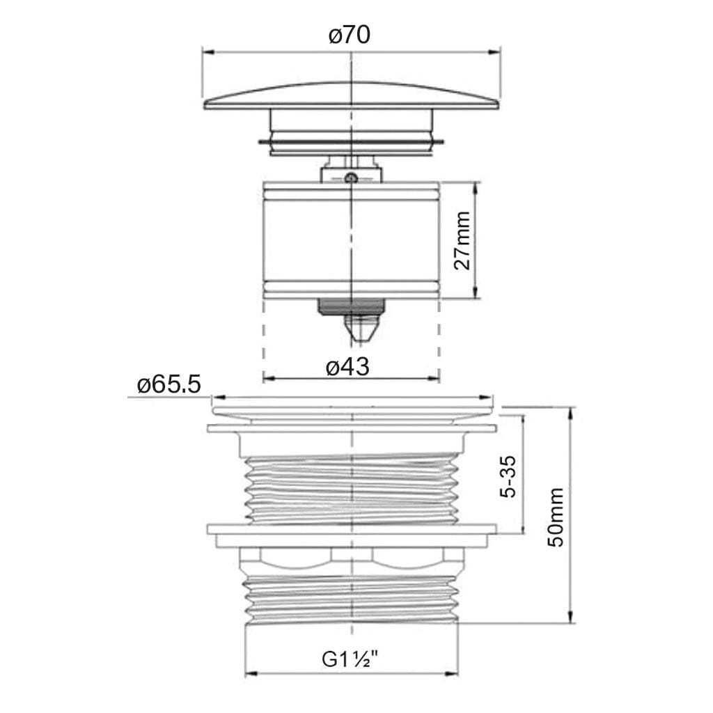 MICA Bath Waste Brushed Gold Baths Arova
