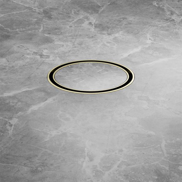 Nero 100mm Round Tile Insert Floor Waste 50mm Outlet Brushed Gold NRFW003BG Shower Grate Nero