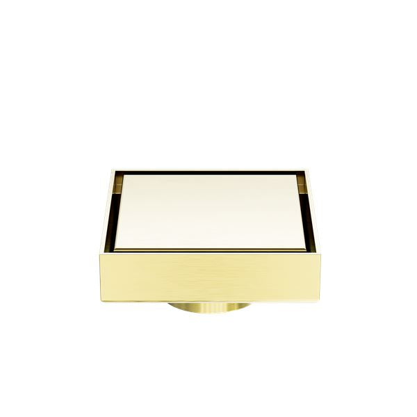 Nero 100mm Square Tile Insert Floor Waste 50mm Outlet Brushed Gold NRFW006BG Shower Grate Nero
