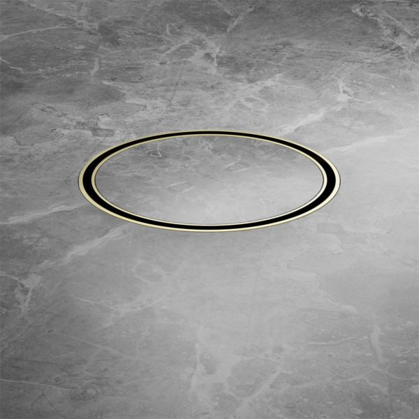 Nero 130mm Round Tile Insert Floor Waste 80mm Outlet Brushed Gold NRFW004BG Shower Grate Nero