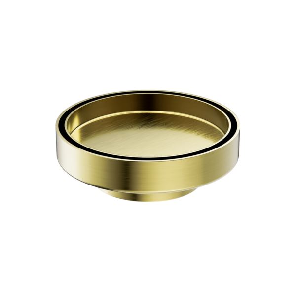 Nero 130mm Round Tile Insert Floor Waste 80mm Outlet Brushed Gold NRFW004BG Shower Grate Nero