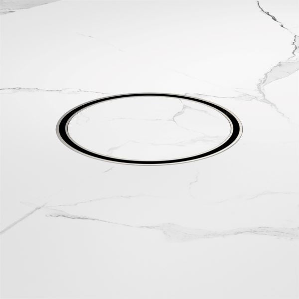 Nero 130mm Round Tile Insert Floor Waste 80mm Outlet Brushed Nickel NRFW004BN Shower Grate Nero