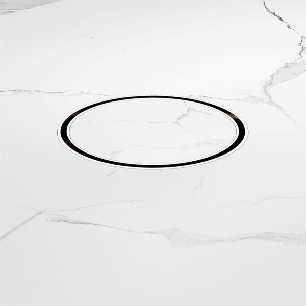 Nero 130mm Round Tile Insert Floor Waste 80mm Outlet Chrome NRFW004CH Shower Grate Nero