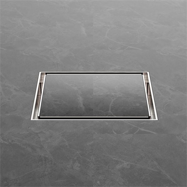 Nero 130mm Square Tile Insert Floor Waste 100mm Outlet Brushed Nickel NRFW008BN Shower Grate Nero