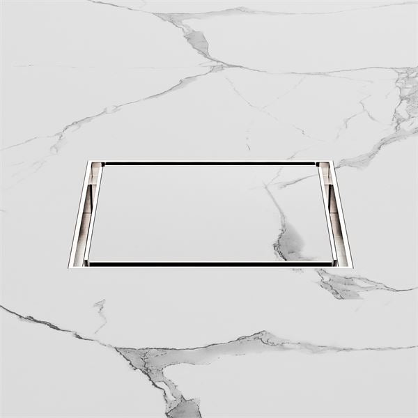 Nero 130mm Square Tile Insert Floor Waste 100mm Outlet Brushed Nickel NRFW008BN Shower Grate Nero